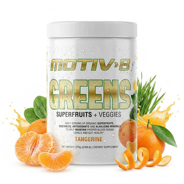 Motiv-8, Greens Superfruits & Veggie Superfood Powder Supplement, Antioxidant, Fiber, Sugar-Free, 30 Servings (Tangerine, 30 Servings) Motiv-8 Au supplements