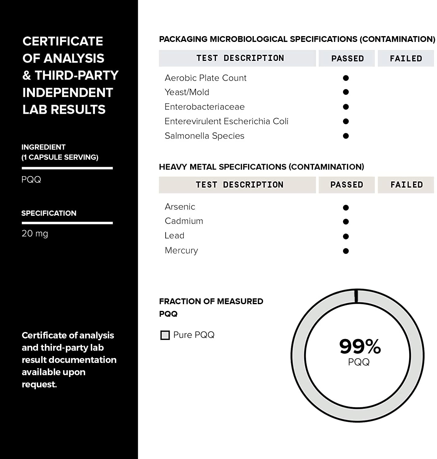 Toniiq 99%+ 20mg Supplement - Ultra High Purity PQQ 20mg Concentrated Formula - PQQ 20 mg 120 Capsules - Pyrroloquinoline Quinone Supplement - 1 Capsule Serving - Vegetarian Capsules Toniiq Au supplements