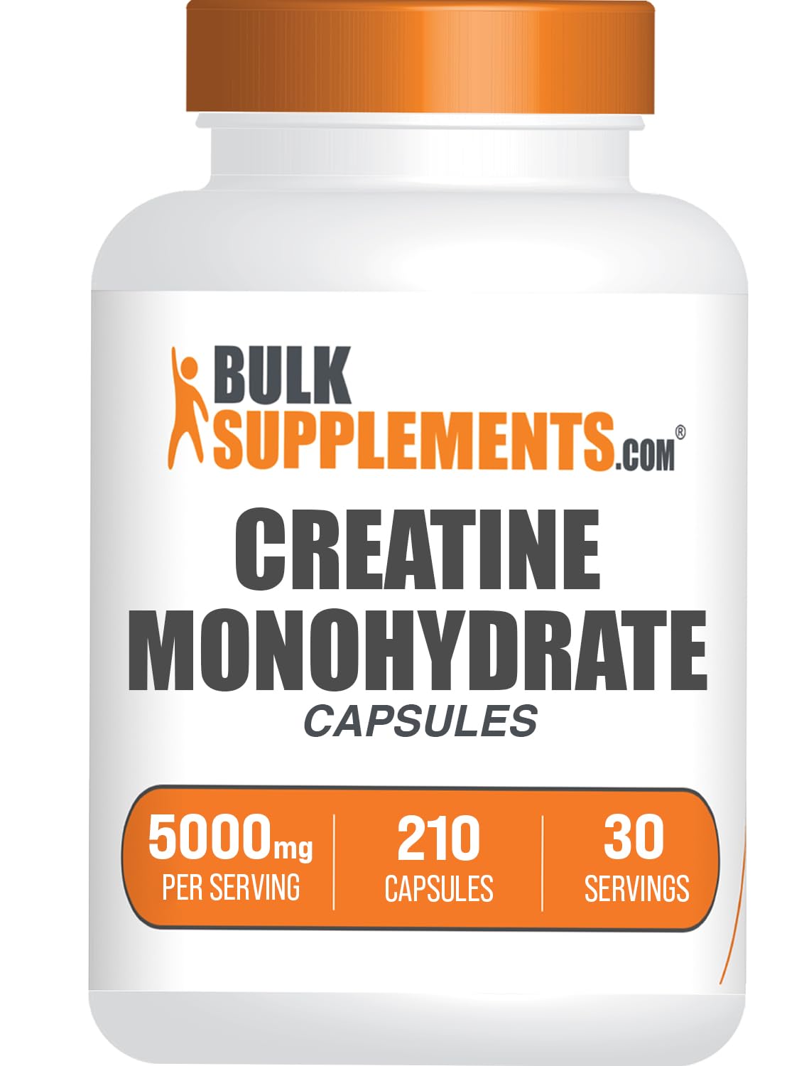 BulkSupplements.com Creatine Monohydrate Capsules - Micronized Creatine Monohydrate, Sports Nutrition - 7 Capsules per Serving, 5000mg, Gluten Free, 210 Count (Pack of 1) BulkSupplements Au supplements