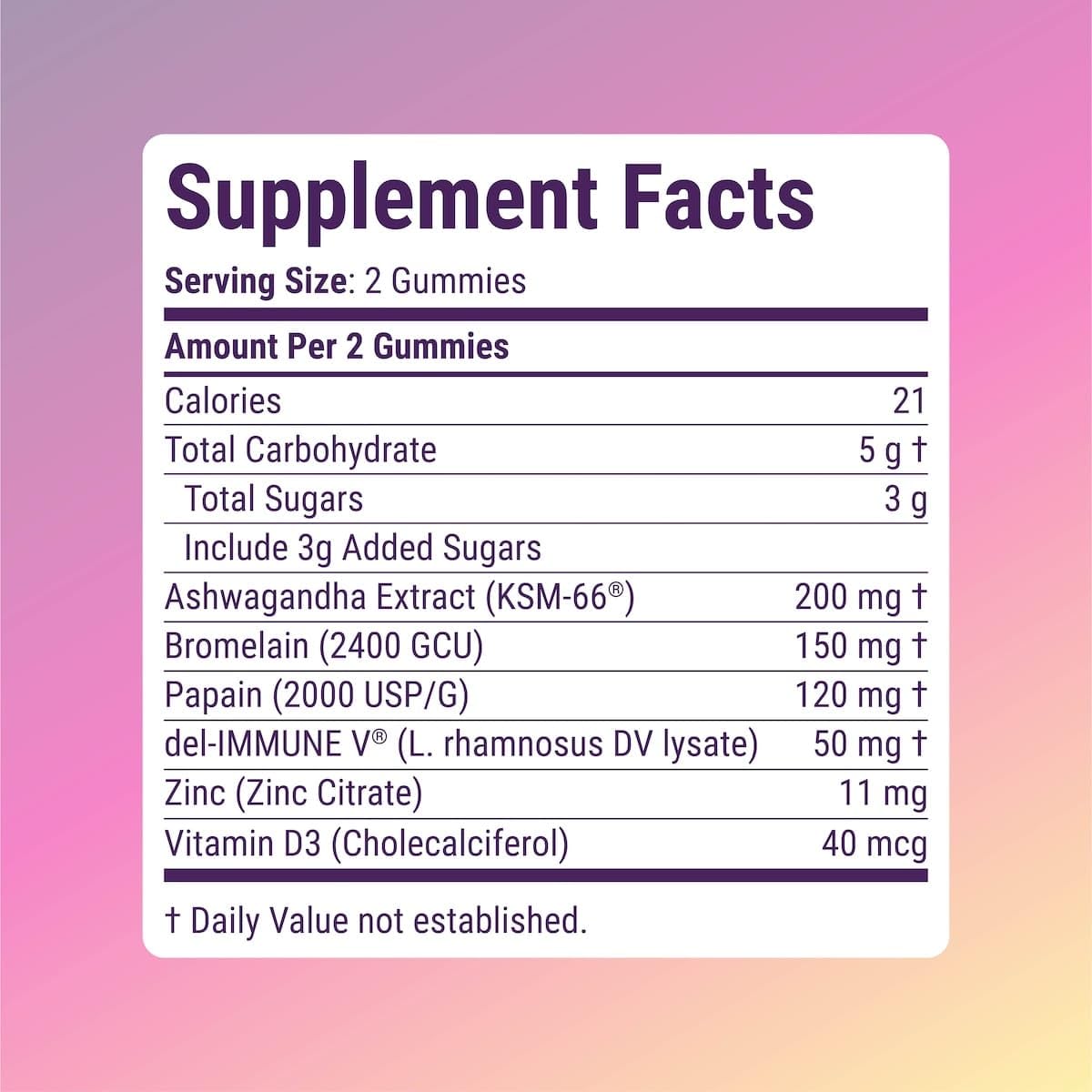 Del-Immune V + Ashwagandha - Brain Immune Gut™ (B.I.G.) Gummy - All Natural Immune & Gut Support with Zinc, Vitamin D3 + Digestive Enzymes (60 Gummies) Del-Immune V Au supplements