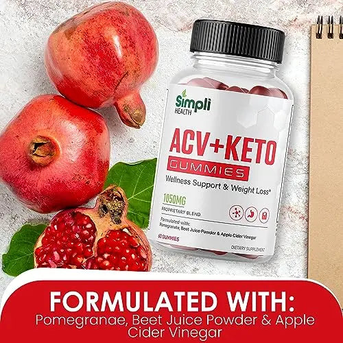 Nutrocell Simpli Health ACV Ketos Gummies Keto Apple Cider Vinegar 1050mg Nutrocell Au supplements