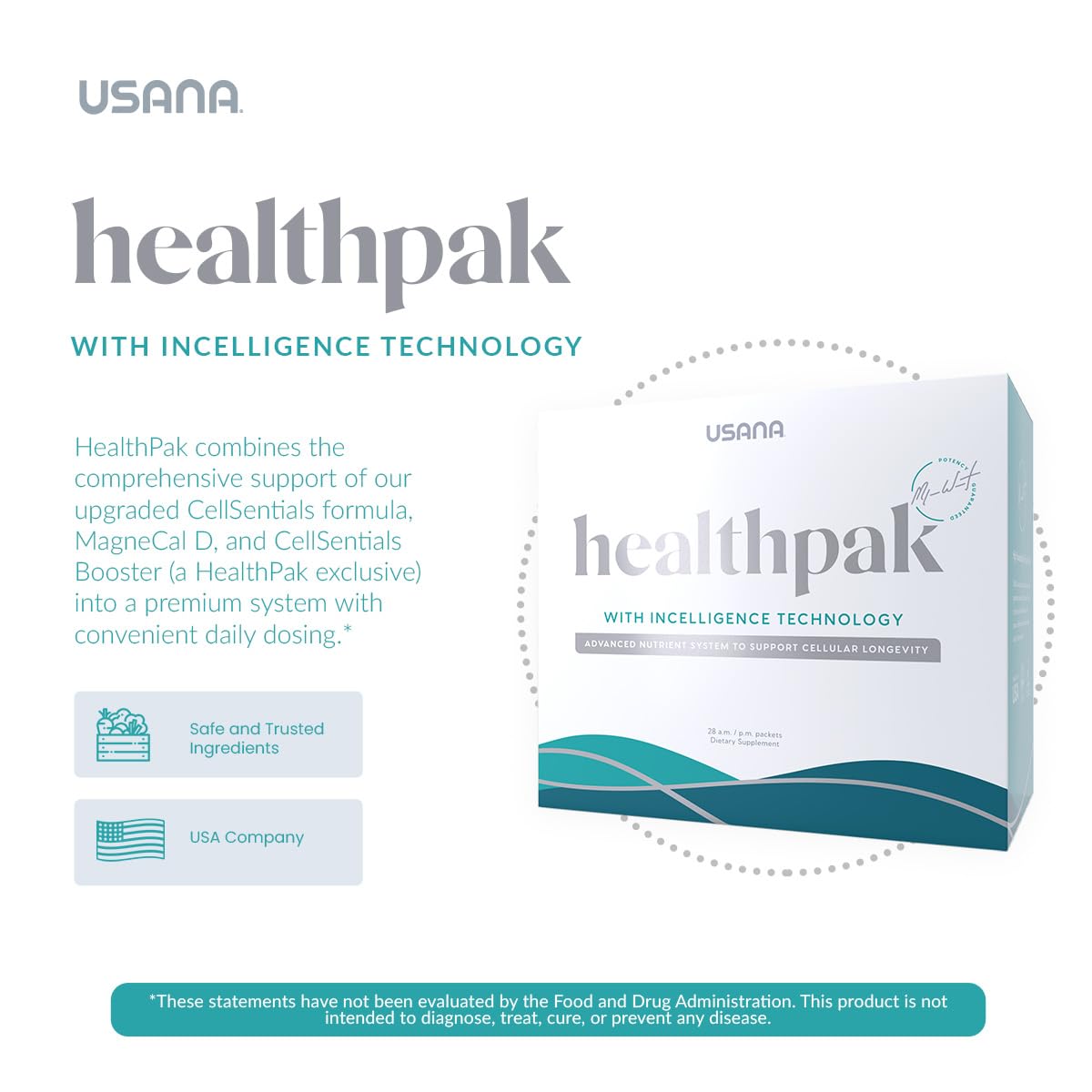 USANA HealthPak with InCelligence Technology and Essential Nutrients and Antioxidants to Support Total Body Health* – Convenient Daily AM/PM Packets – 56 Packets – 28 Day Supply USANA Au supplements