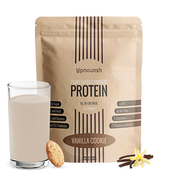 UpNourish Vanilla Cookie Vegan Protein Powder 54 Superfoods Powder,1.5 Billion CFU Probiotics 21g Plant Based Protein,No Sugar No Dairy No GMO Dairy Free,Meal Replacement Shake Keto-Friendly Low-Carb Diet,15 Servings UpNourish Au supplements