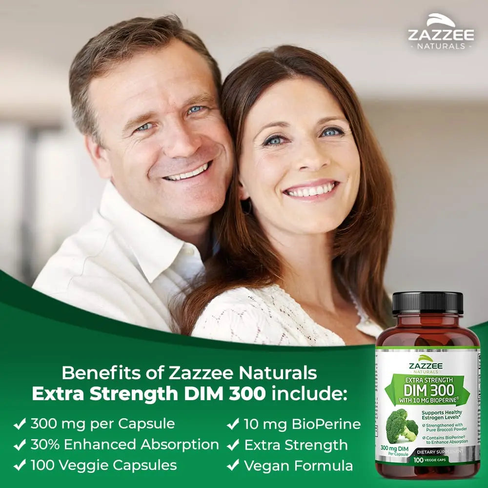 Zazzee Extra Strength DIM 300, 10 mg BioPerine and 300 mg DIM per Capsule, 100 Vegan Zazzee Au supplements