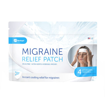 Medagel Migraine Relief Patch, Cooling Patches for Migraine, Fever, Hormone, & Headaches, Mess & Odor-Free Hydrogel Cooling, Made in The USA, 1 Pack (4 x Patches) White Medagel Au supplements