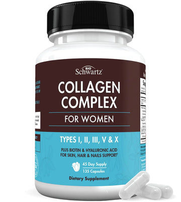 Multi Collagen Pills for Women (Types I II III V X) with Vitamin C Hyaluronic Acid Biotin BioSchwartz Au supplements