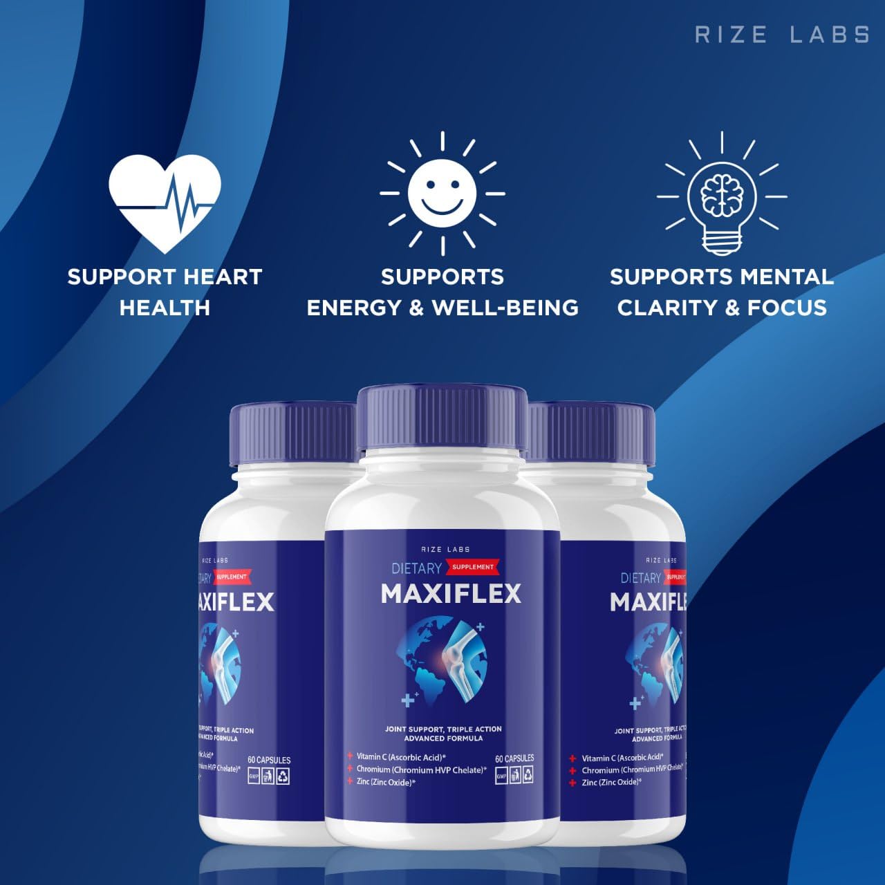 rize labs - Maxi Flex All Natural Suppplement, Capsules for Joint Support, Pills for Mobility and Flexibility, Advanced Formula Supplement, Triple Action (300 Capsules) rize labs Au supplements