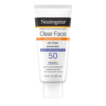Neutrogena Clear Face Sunscreen Lotion for Acne-Prone Skin, Broad Spectrum SPF 50, Sunscreen for Face & Oily Skin
