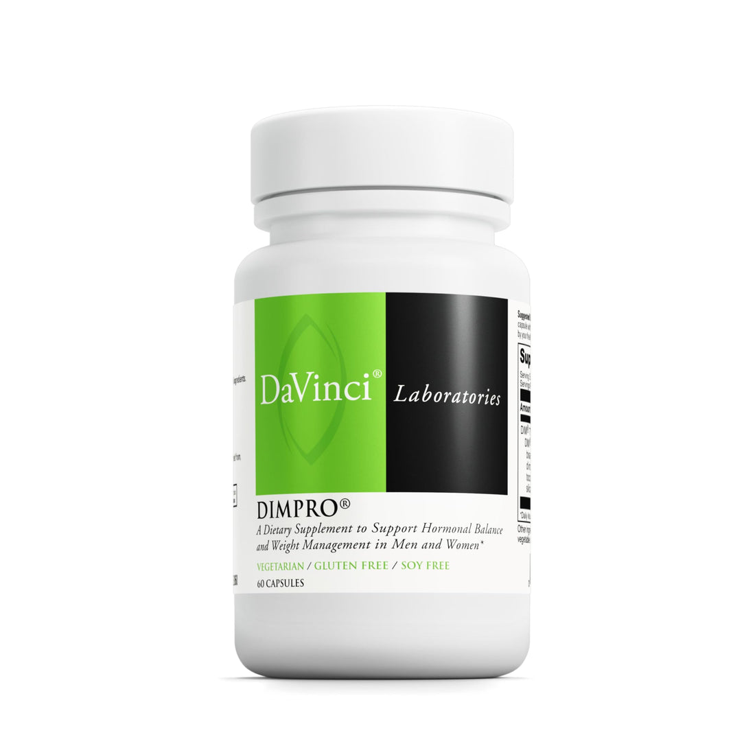 DAVINCI Labs DimPro - Dietary Supplement to Support Hormonal Balance in Men & Women & Healthy Weight Management* - with Vitamin E and More - Vegetarian - Soy-Free - Gluten-Free - 60 Capsules DAVINCI Au supplements
