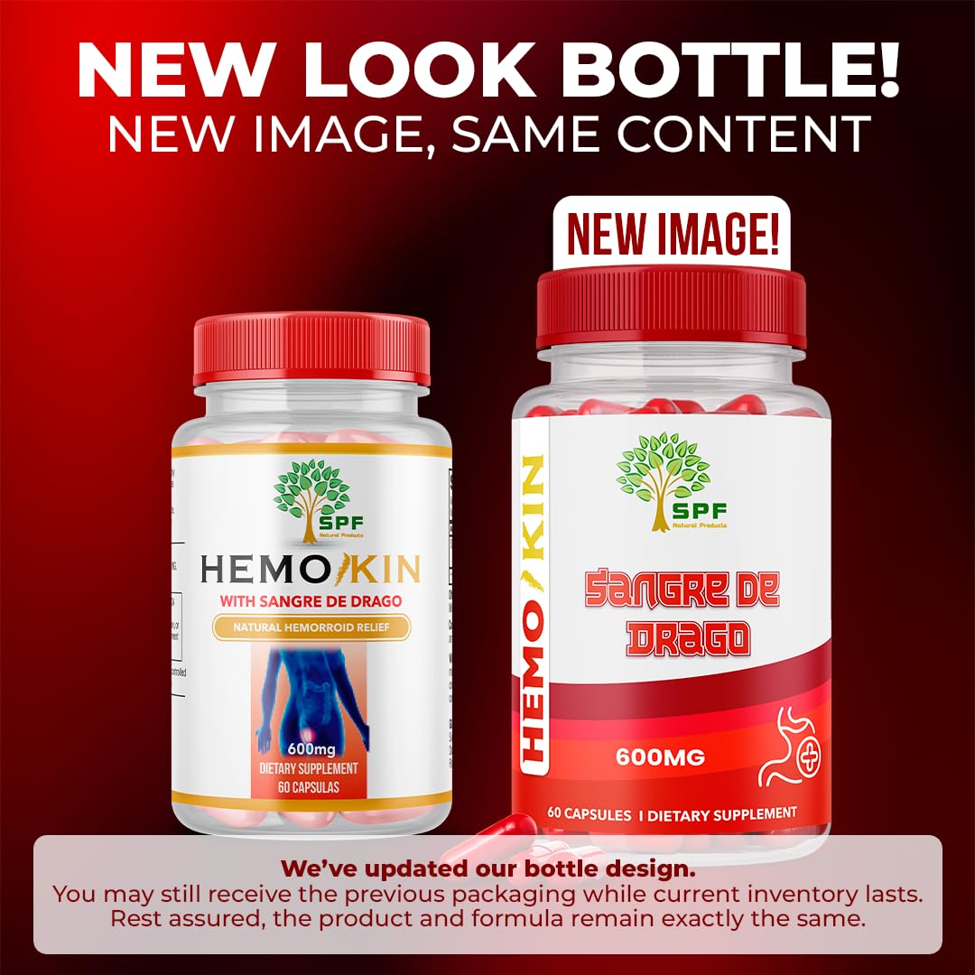SPF Natural Products HEMOKIN with Sangre de Drago – Hemorrhoid and Fissure Relief Supplement, Helps with Itching, Swelling, Pain Relief (60 Caps) (1) SPF Natural Products Au supplements
