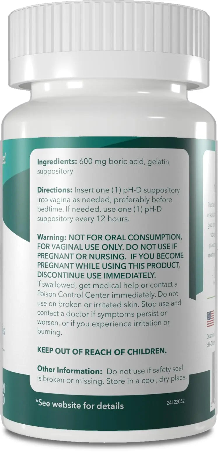 pH-D Feminine Health Support - 600 mg Boric Acid Suppositories - Woman Owned - for Vaginal Odor Use - 36 Count pH-D Feminine Health Support Au supplements