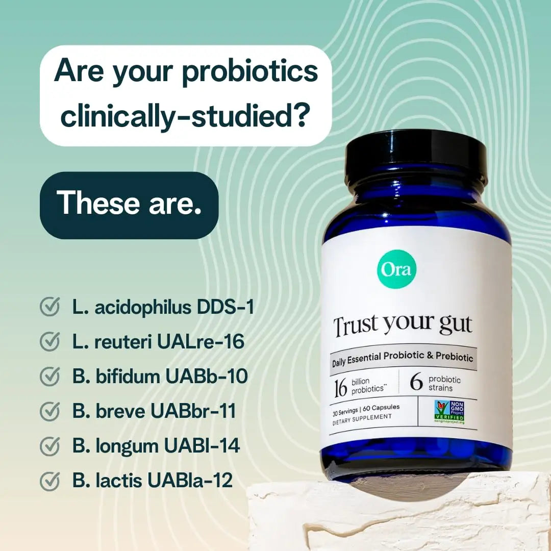 Ora Organic Probiotics with Prebiotics for Digestive Health 16 Billion CFU - Trust Your Gut - Strains - Acidophilus Lactobacillus Breve Bifidum Lactis Ora Organic Au supplements