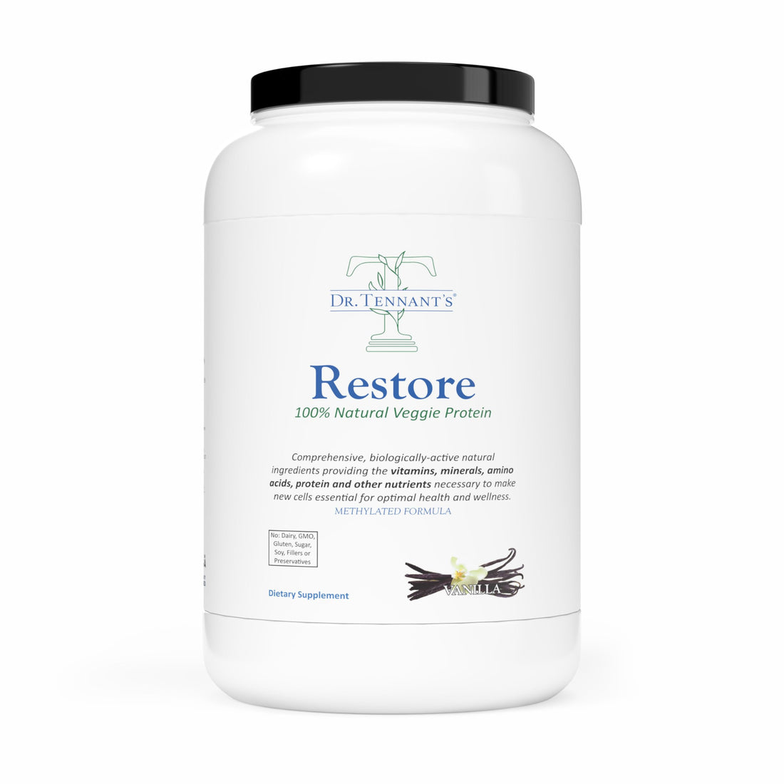 Restore Vanilla Veggie Protein | Premium Plant-Based Protein - 100% Natural and Omega 3 Fusion, Including Pea Protein Isolate - Low Carb, Keto, Dairy Free - 30 Day Supply Dr. Tennant's Dr. Tennant's Au supplements