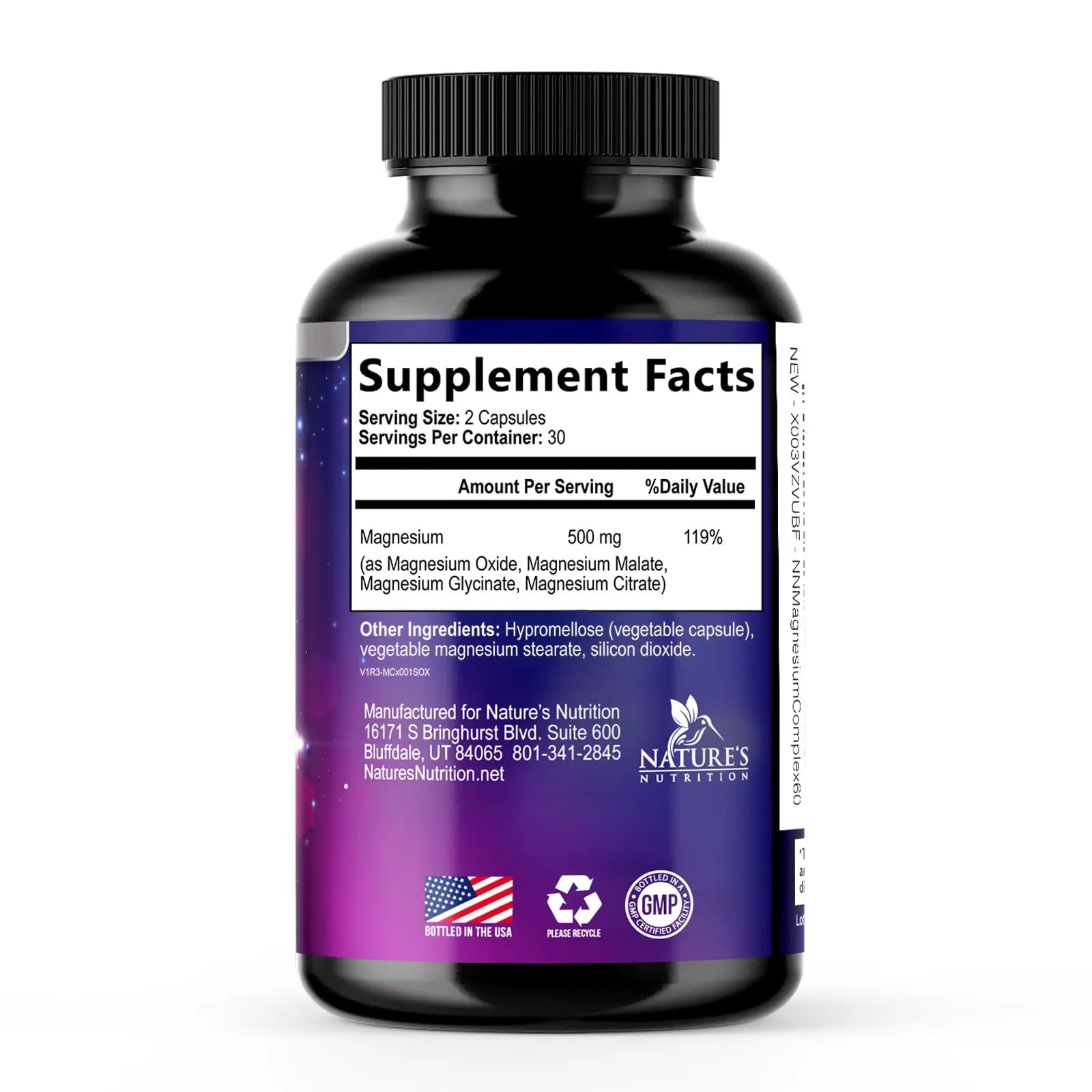 Magnesium Complex Supplement - Magnesium 500 mg Per Serving - 4 in 1 High Absorption Blend - 100% Chelated Magnesium Glycinate with Malate, Citrate & Oxide - Vegan Complex - USA Bottled - 60 Capsules Nature's Nutrition Au supplements