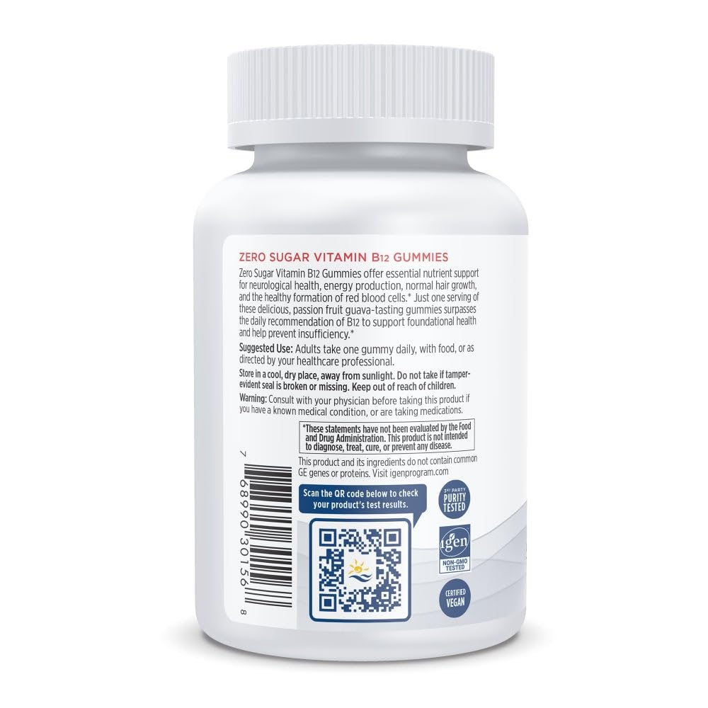 Nordic Naturals Zero Sugar Vitamin B12 Gummies - 2000 mcg Vitamin B12 per Gummy, Passion Fruit Guava Flavor - 30 Gummies, Essential Nutrient Support for Energy Production and Brain Health, 30 Servings Nordic Naturals Au supplements
