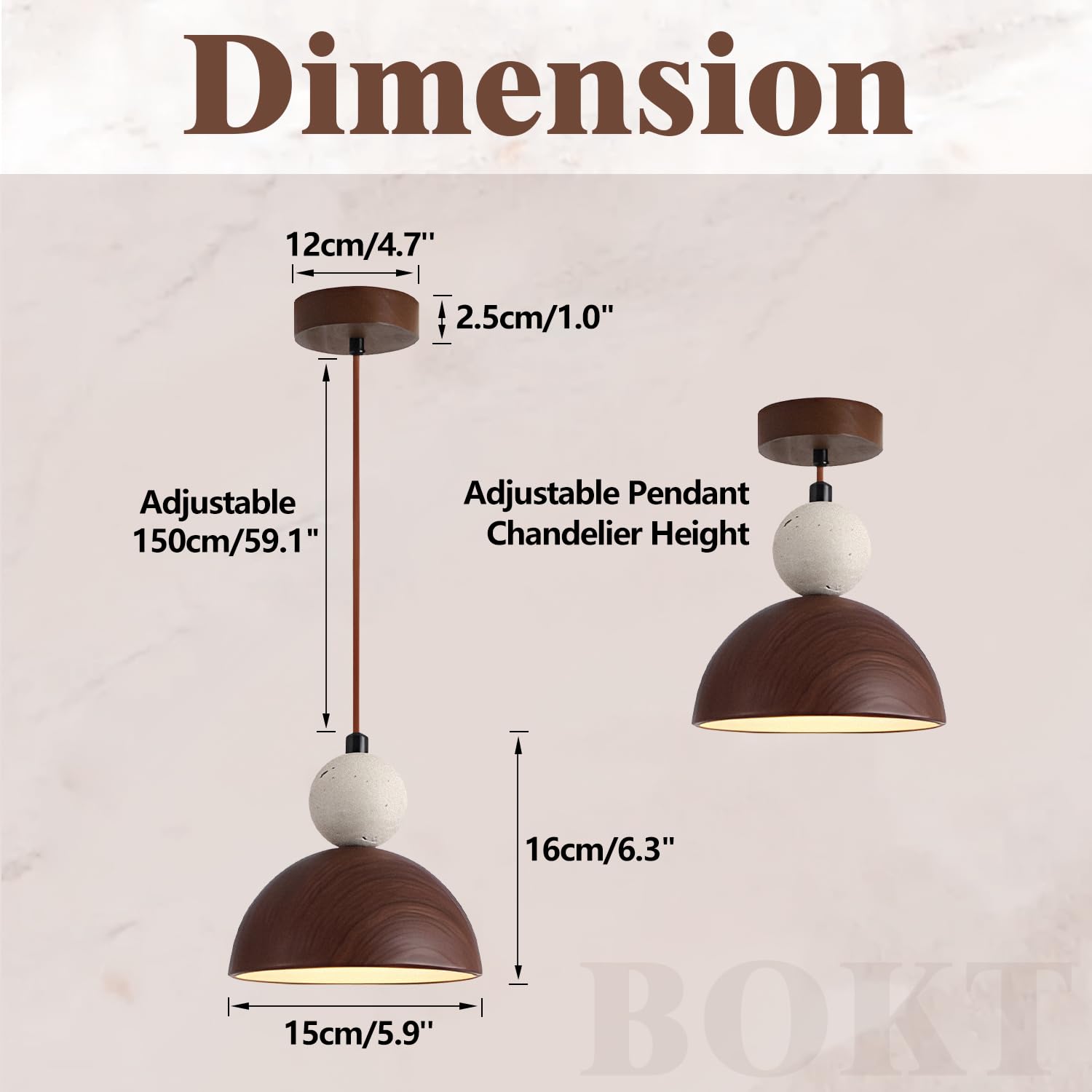 BOKT Wabi Sabi Pendant Light Nordic LED Ceiling Hanging Light Modern Natural Stone Pendant Light Adjustable Dimmable Walnut Mini Chandelier for Dining Room Living Room BOKT Au supplements