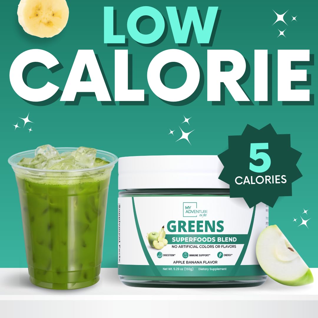 Green Superfood Powder for Digestion & Gut Health - Keto Friendly Superfood Greens Blend Powder for Immune Support - Powdered Greens Supplement for Immune Boost - Apple Banana Flavor My Adventure to Fit Au supplements
