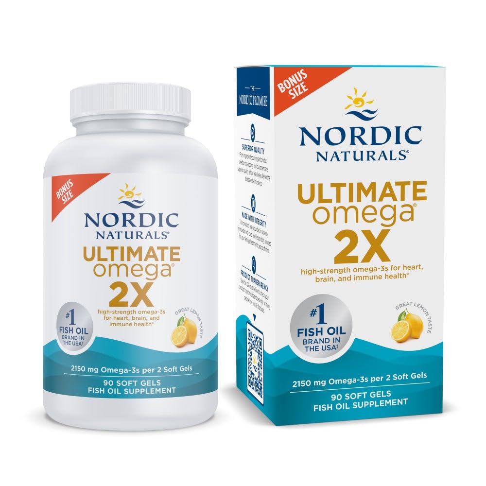 Nordic Naturals Ultimate Omega 2X, Lemon Flavor - 90 Soft Gels - 2150 mg Omega- High-Potency Omega-3 Fish Oil with EPA & DHA - Promotes Brain & Heart Health - Non-GMO - 45 Servings Nordic Naturals Au supplements