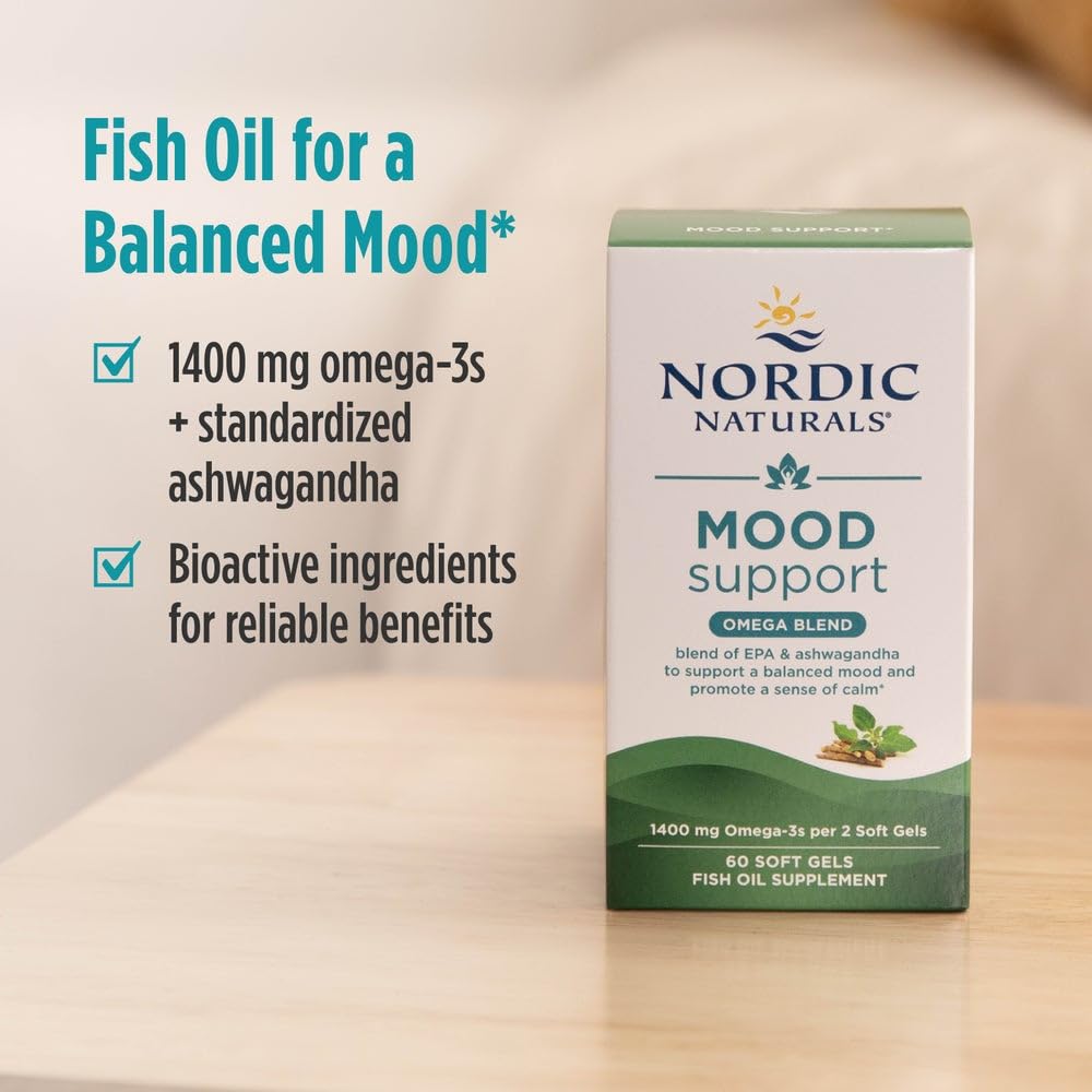 Nordic Naturals Mood Support Omega Blend - Unflavored - 60 Soft Gels - 1400 mg Omega-3 Supplement with EPA & DHA - Promotes Balanced Mood and Serenity - Non-GMO - 30 Servings Nordic Naturals Au supplements