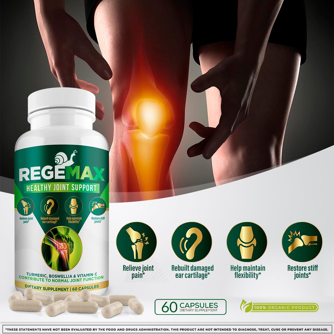 AURA VITAMINS REGEMAX regenerates and Helps Alleviate Joint discomfort Supplement, Snail Protein, Boswellia Serrata, and Turmeric – 60 Caps. (2) AURA VITAMINS Au supplements