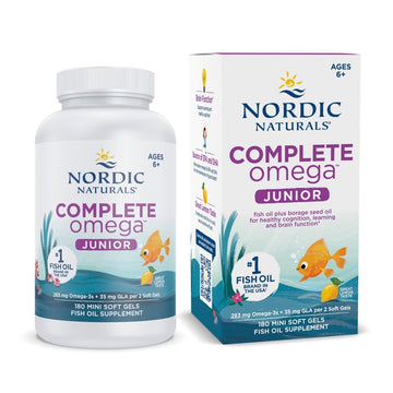 Nordic Naturals Complete Omega Jr., Lemon - 180 Mini Soft Gels - 283 mg Total Omega-3s & 35 mg GLA - Healthy Cognition, Nervous System Function - Non-GMO - 90 Servings Nordic Naturals Au supplements