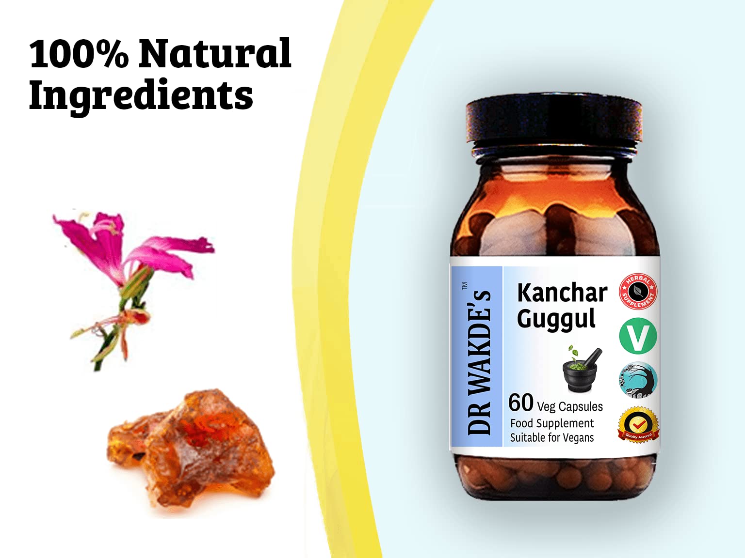 DR WAKDE's Kanchnar Guggul (60 Veg Caps, Ayurvedic Supplement, Vegan, Herbal, Natural, Made in the UK) DR WAKDE's Au supplements