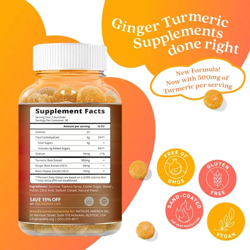BeLive Turmeric Curcumin with Black Pepper & Ginger - 60 Gummies I Turmeric and Ginger BeLive Au supplements