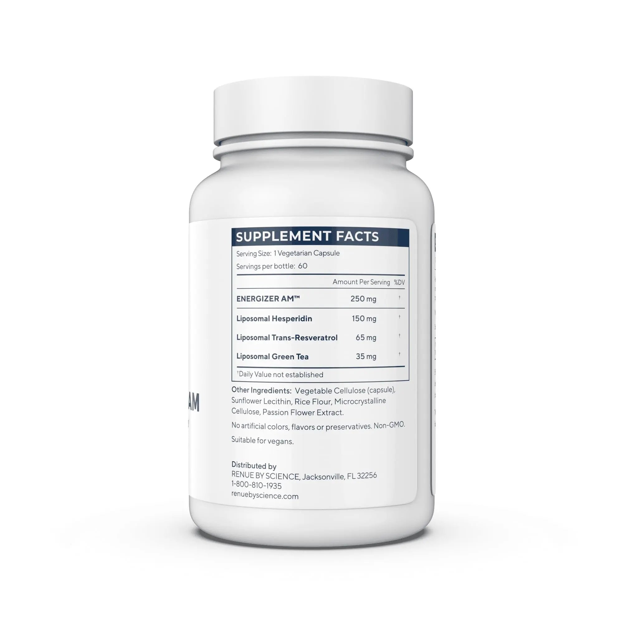 Renue By Science Energizer AM | Liposomal Resveratrol Hesperidin & Green Tea Supplement | 60 Capsules with Trans Resveratrol (65mg) Hesperidin (150mg) Green Tea Extract (35mg) - Non-GMO | Made in USA Renue By Science Au supplements