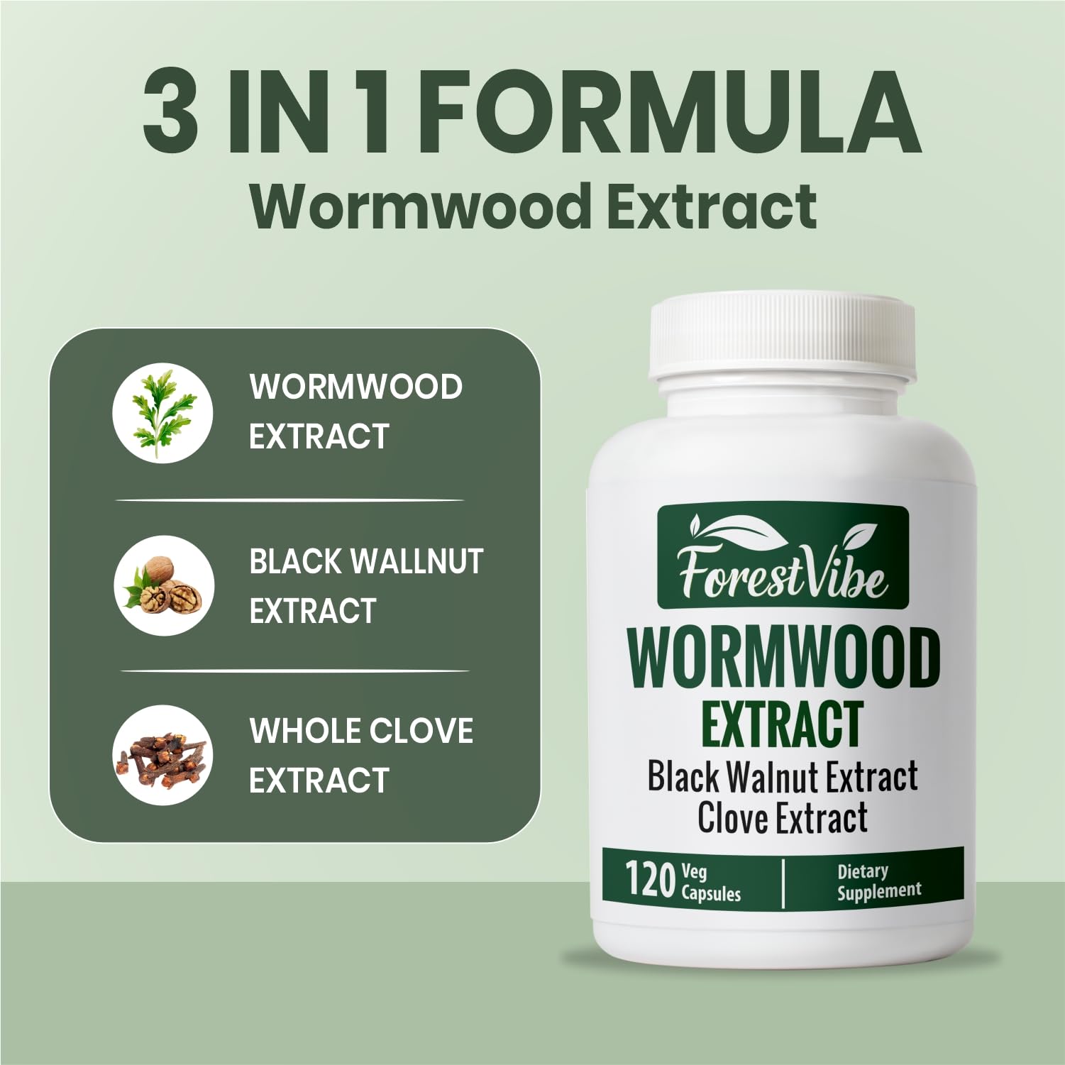 ForestVibe Wormwood Complex with Black Walnut & Clove, 3-in-1 Herbal Blend, Sweet Wormwood Extract Capsules, 120 Vegan Capsules, 2 Month Supply, Non-GMO & Gluten Free Supplement ForestVibe Au supplements