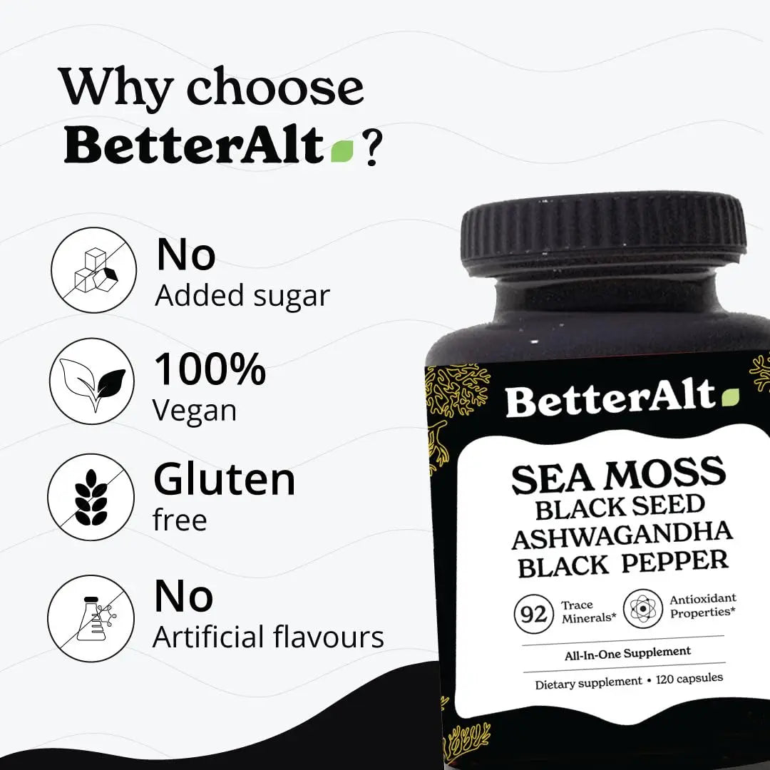 Better Alt Sea Moss Capsules- Irish Sea Moss with Black Seed Oil, Ashwagandha & Black Better Alt Au supplements