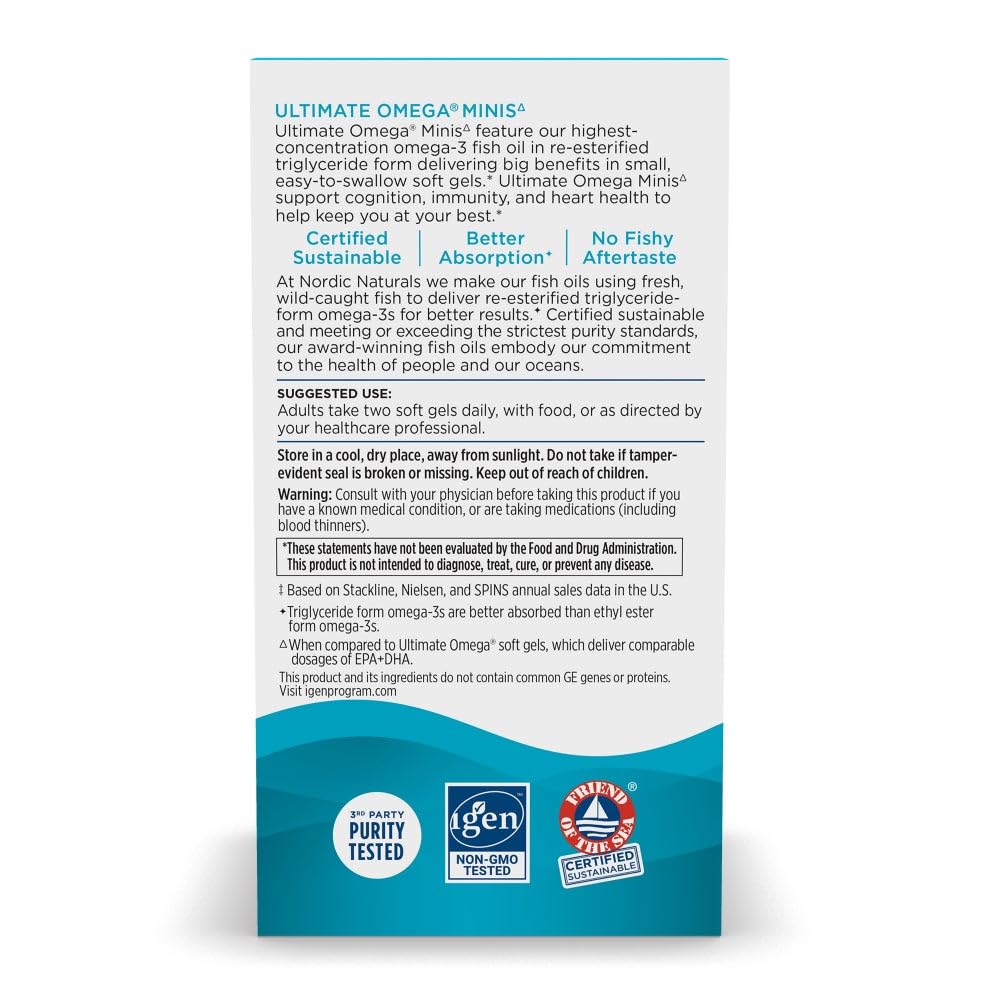 Nordic Naturals Ultimate Omega Minis, Strawberry Flavor - 60 Minis Soft Gels - 1120 mg Omega-3 - High-Potency Fish Oil Supplement - EPA & DHA - Promotes Brain & Heart Health - 30 Servings Nordic Naturals Au supplements