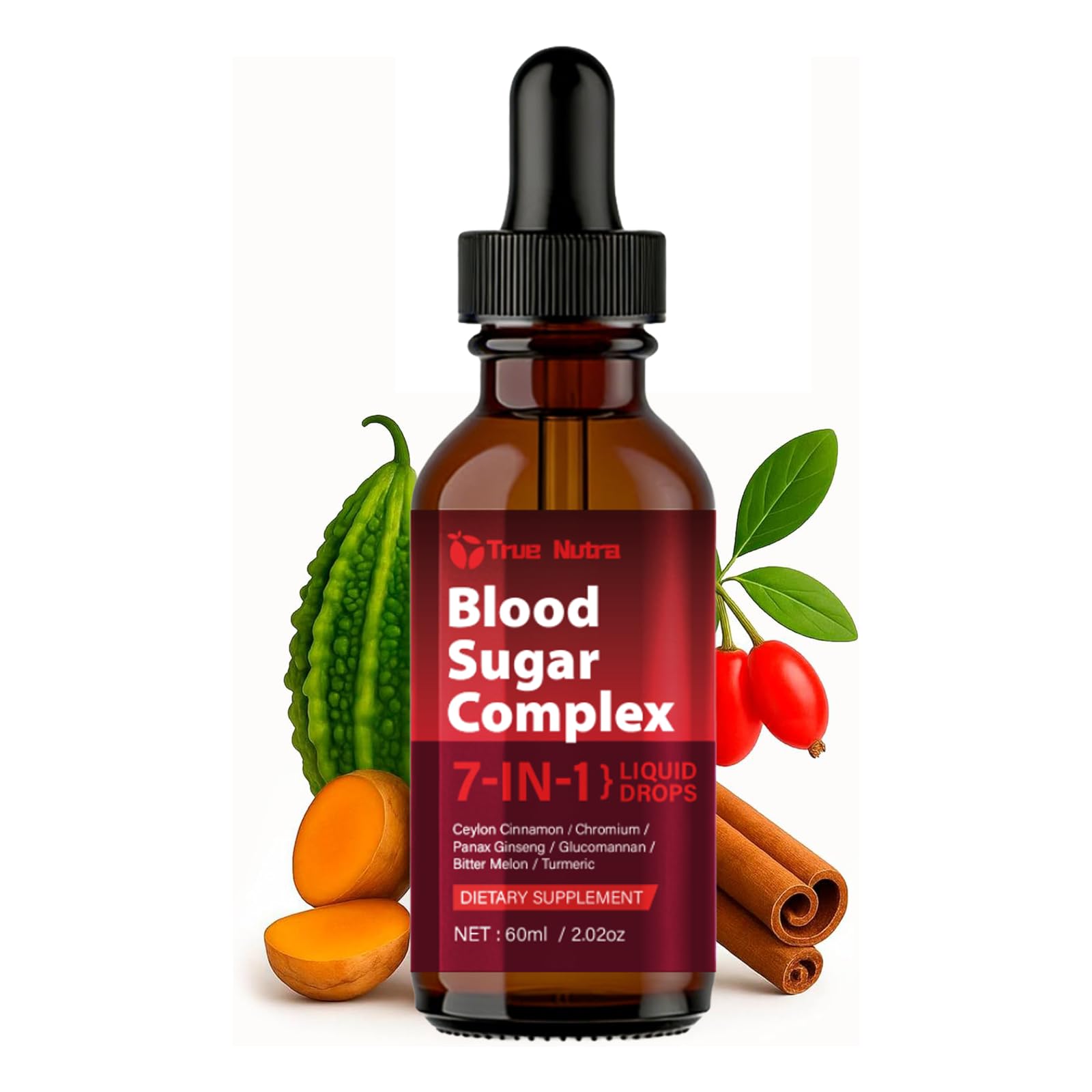 true nutra Blood Sugar Complex, 7-in-1 Formula Blood Sugar Support Supplement with Berberine, Ceylon Cinnamon, Chromium, Bitter Melon, Turmeric, Ginseng, Glucomannan (1PCS) true nutra Au supplements