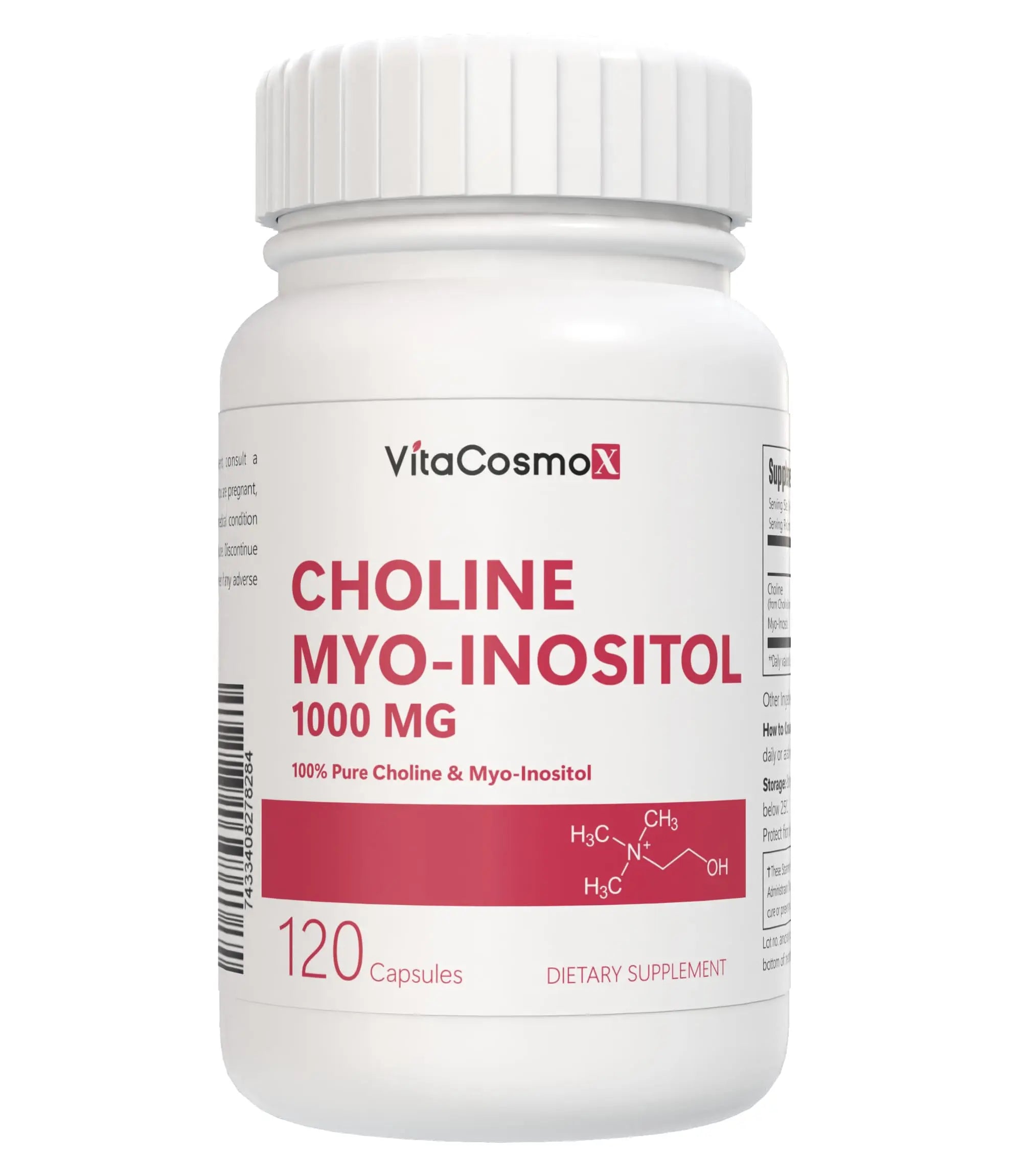 VitaCosmoX Choline and Myo-Inositol Supplement, 1000 mg Each, 120 Veggie Capsules 100% Vegetarian, Non-GMO & Gluten Free VitaCosmoX Au supplements