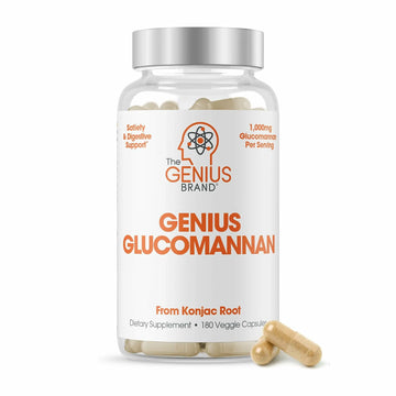 The Genius Brand Genius Glucomannan - Glucomannan Capsules for Digestive Health, Energy & Satiety Support - Natural Fiber for Stomach Comfort - Non-GMO & Vegan - 180 Veggie Capsules The Genius Brand Au supplements