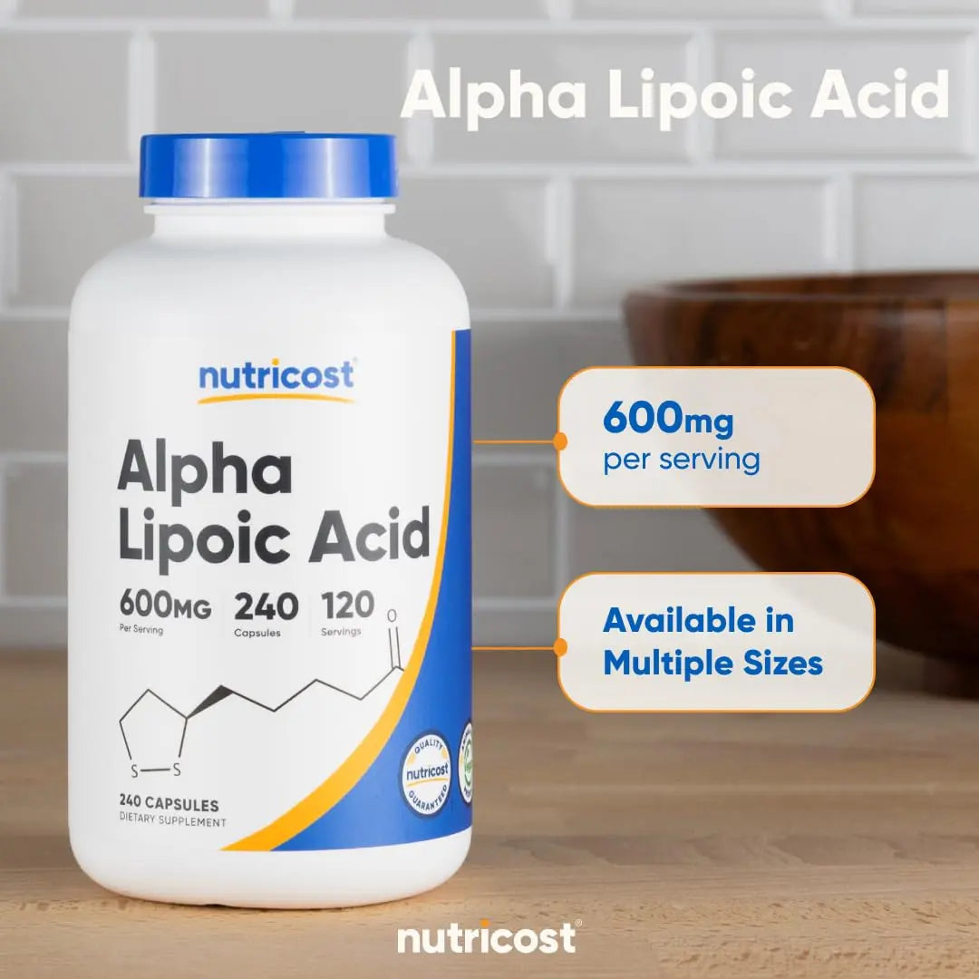 Nutricost Alpha Lipoic Acid 600mg Per Serving, 240 Capsules - Gluten Free, Vegetarian Capsules, Soy Free & Non-GMO Nutricost Au supplements