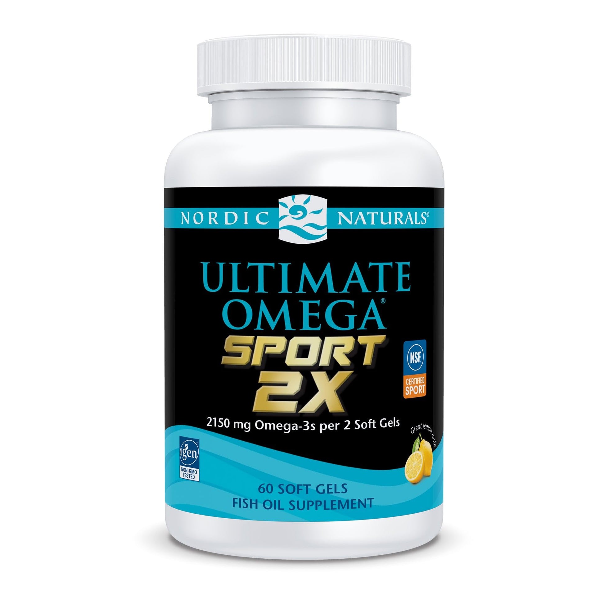 Nordic Naturals Ultimate Omega Sport 2X, Lemon Flavor - 60 Soft Gels - 2150 mg Omega-3 - NSF Certified Fish Oil with EPA & DHA - Heart & Muscle Health, Recovery - Non-GMO - 30 Servings Nordic Naturals Au supplements