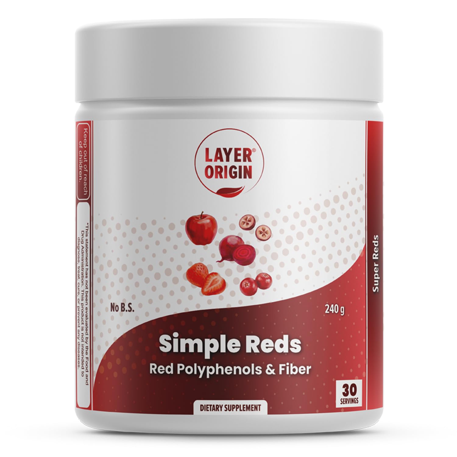 Layer Origin Simple Reds - Organic Red Polyphenols Whole Fruit Powder | Five Real Whole Fruits | 30 Servings Layer Origin Au supplements