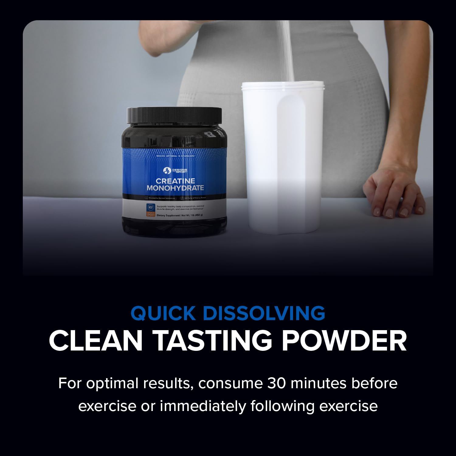 Designs for Sport Micronized Creatine Monohydrate Unflavored Powder - NSF Certified for Sport, 90 Servings, Supports Muscle Recovery, Brain Health, Pre and Post Workout Strength Designs for Sport Au supplements
