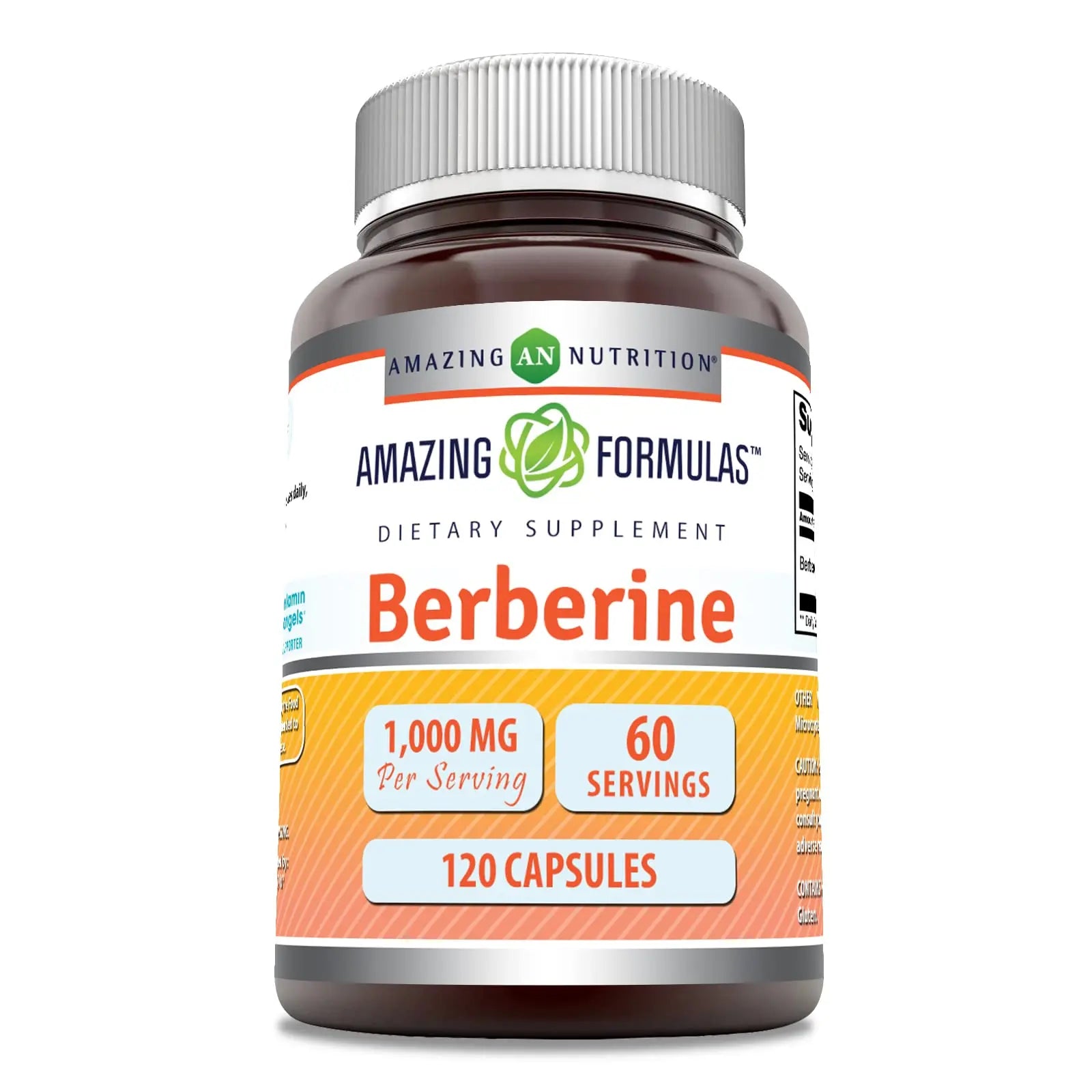Amazing Formulas Berberine 1000mg Per Serving 120 Capsules Supplement | Non GMO Amazing Nutrition Au supplements