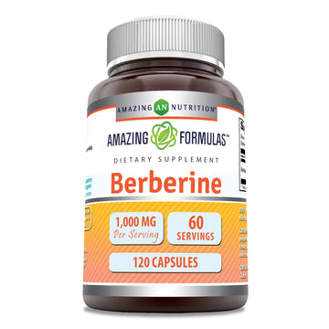 Amazing Formulas Berberine 1000mg Per Serving 120 Capsules Supplement | Non GMO Amazing Nutrition Au supplements