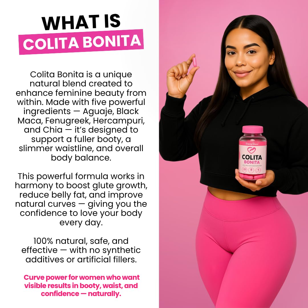Colita Bonita – Aguaje, Black Maca & Fenugreek Pills – Natural Booty Growth & Hip Shaping Supplement – Supports Curves, Hormonal Balance & Waist Definition – 60 Capsules (30-Day Supply) Curvy Fruit Au supplements