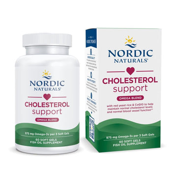 Nordic Naturals Cholesterol Support, Lemon - 60 Soft Gels - 975 Omega-3 + Red Yeast Rice & CoQ10 - Normal Cholesterol, Antioxidant Support - EPA & DHA - Non-GMO - 20 Servings Nordic Naturals Au supplements