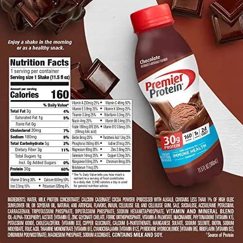 Premier Protein Shake, Chocolate, 30g Protein 1g Sugar 24 Vitamins Minerals Nutrients Premier Protein Au supplements