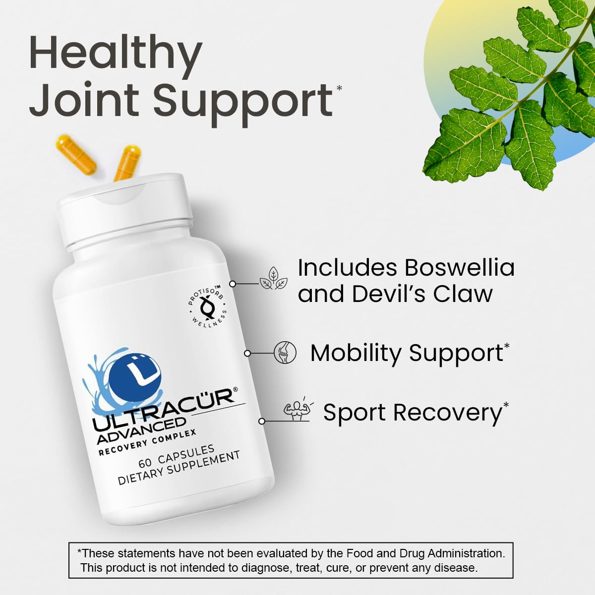 UltraCur Advanced Joint Support Supplement with High Absorption Curcumin - Extra Strength Protisorb Liquid Protein Scaffold - Supports Mobility & Flexibility with Devils Claw & Boswellia - 60 Capsules UltraCur Au supplements