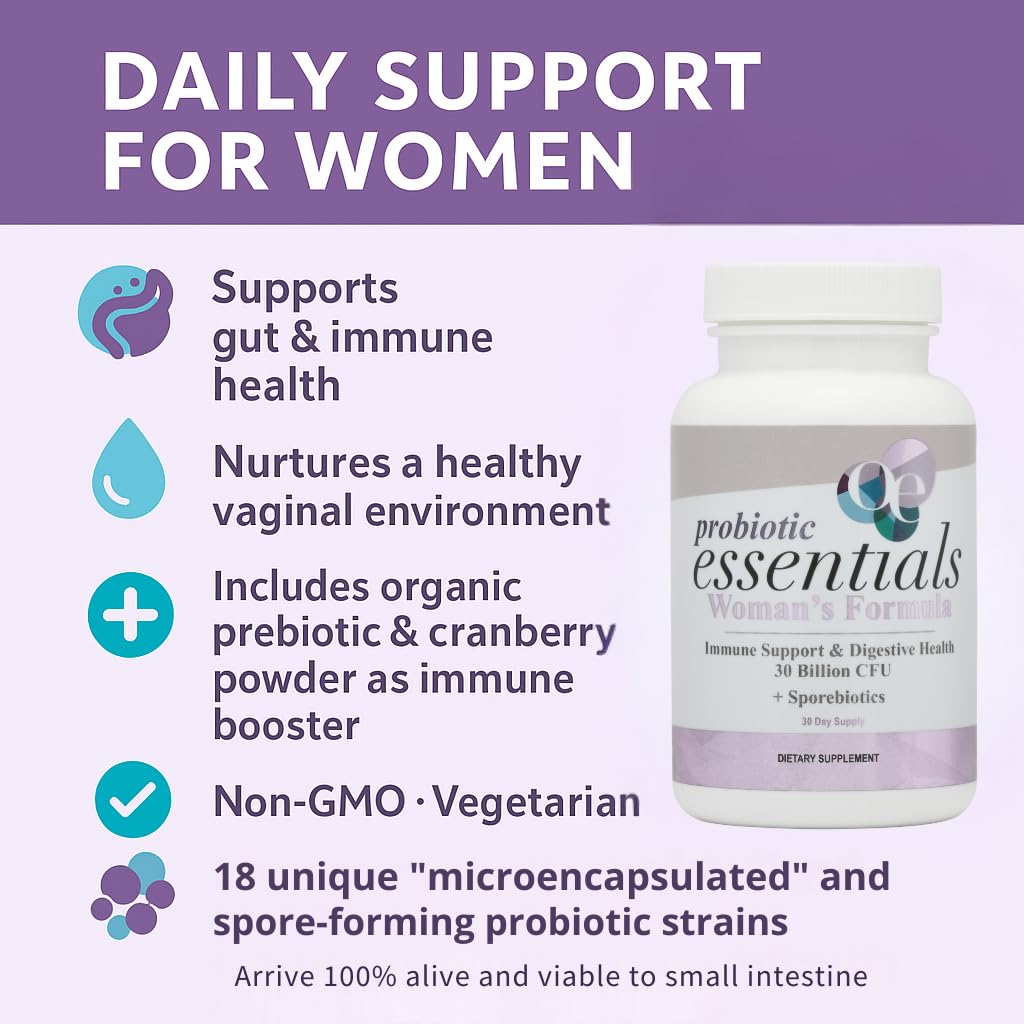 Organic Excellence Probiotics for Women – 30 Billion CFU 18 Strains Prebiotics & Sporebiotics – Gut, Vaginal, Digestive, Immune & Urinary Tract Support – 30 Capsules Organic Excellence Au supplements