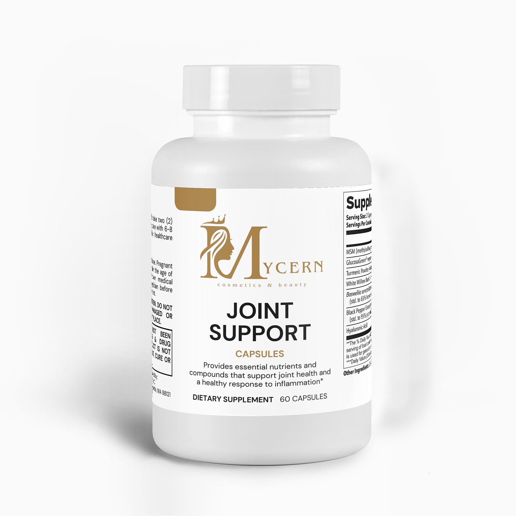 Joint Support Supplement – 60 Caps – MSM, Glucosamine HCl, Turmeric Supplement, Boswellia, Hyaluronic Acid Capsules & Black Pepper, Flexibility, Mobility & Comfort Joint Health – Made in USA Mycern Au supplements