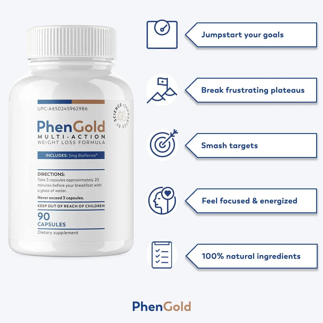 PhenGold Pills, Original Multi-Action Weight Management Formula with Green Tea PhenGold Au supplements
