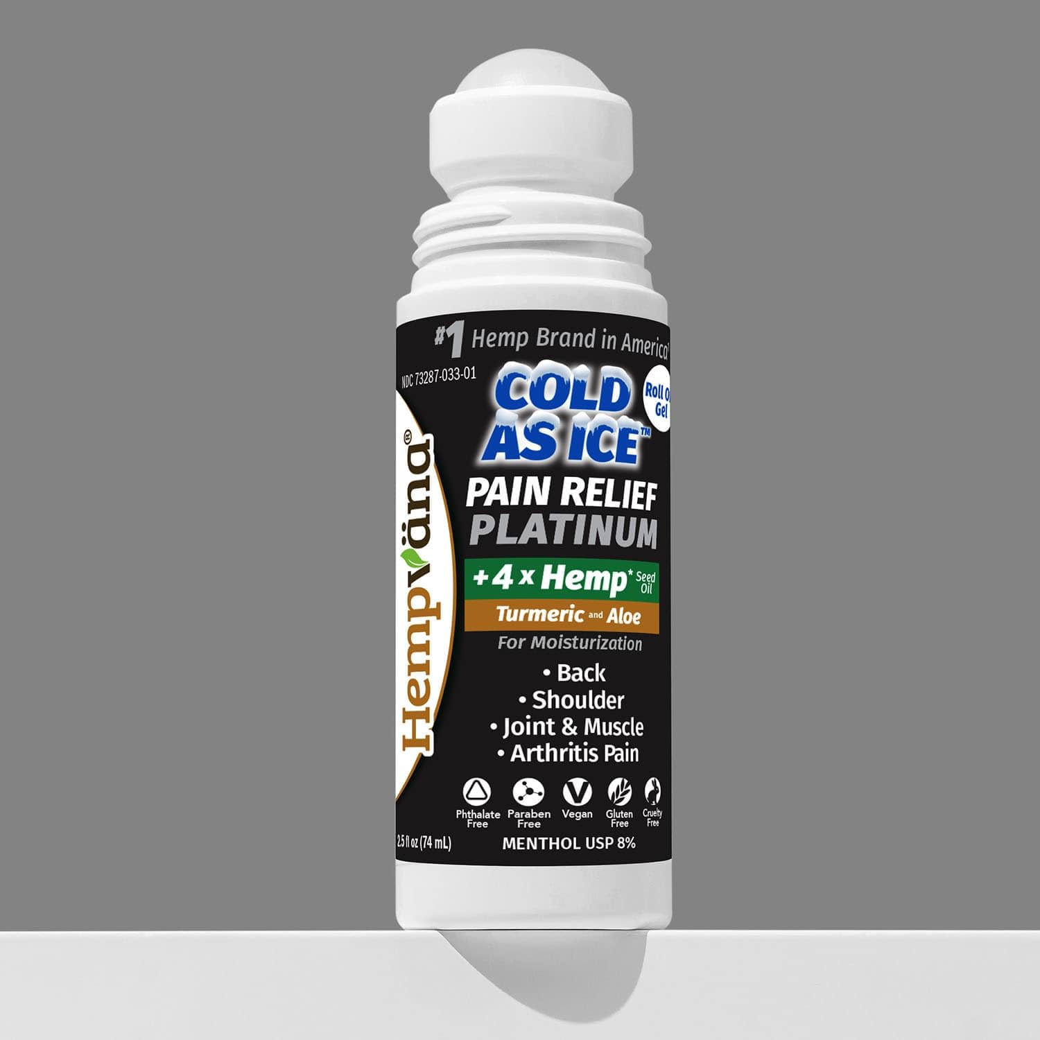 Hempvana Roll On Cold As Ice Platinum Fast Pain Relief for Knees, Neck, Hips, Shoulders, Back + Arthritis Pain Relief w/Hemp Seed Oil, AS SEEN ON TV, Cooling Menthol Hempvana Au supplements