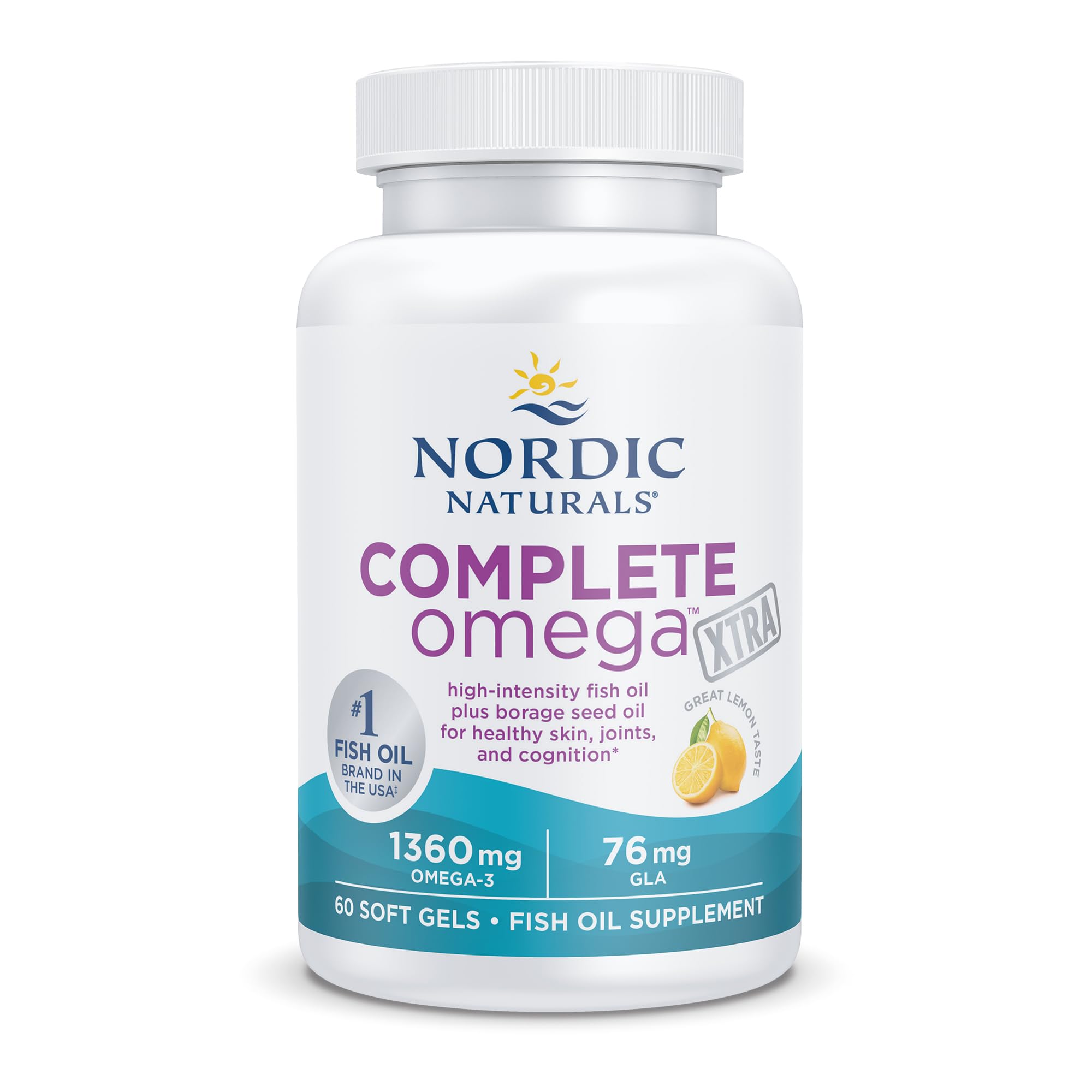 Nordic Naturals Complete Omega Xtra, Lemon - 60 Soft Gels - 1360 mg Omega-3 + 76 mg GLA - Healthy Skin - Cognition - Non-GMO - 30 Servings Nordic Naturals Au supplements