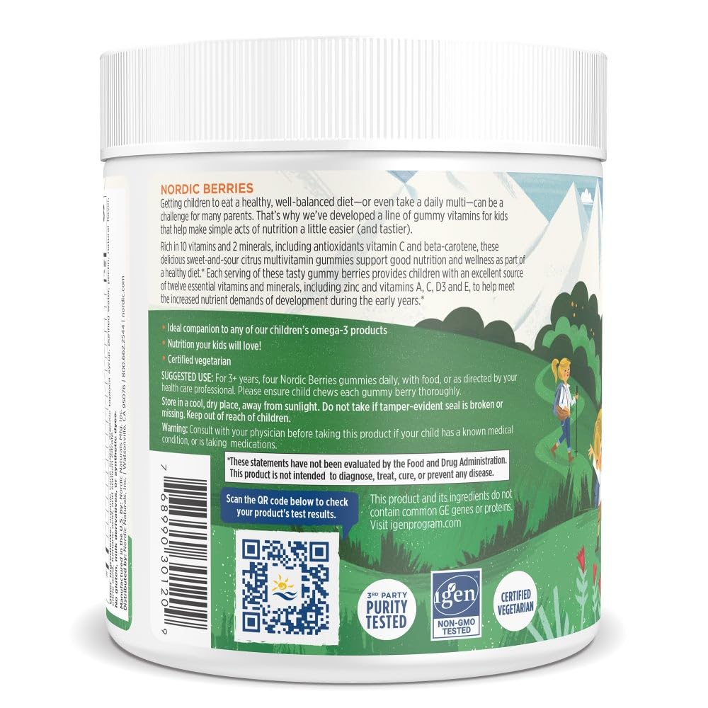 Nordic Naturals Nordic Berries, Citrus - 120 Gummy Berries - Great-Tasting Multivitamin for Ages 2+ - Growth, Development, Optimal Wellness - Non-GMO, Vegetarian - 30 Servings Nordic Naturals Au supplements